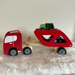 Wooden Car Carrier & 2 Wooden Cars 🚗
